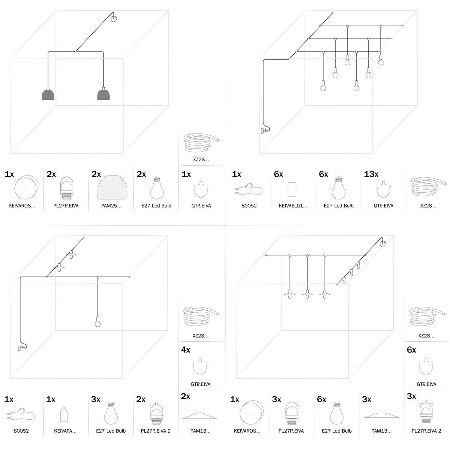 Eiva-2, douille pour extérieur avec double sortie IP65 culot E27